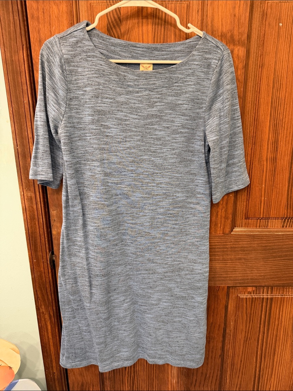 Faded Glory Heathered Blue Midi Knit Shift Dress
